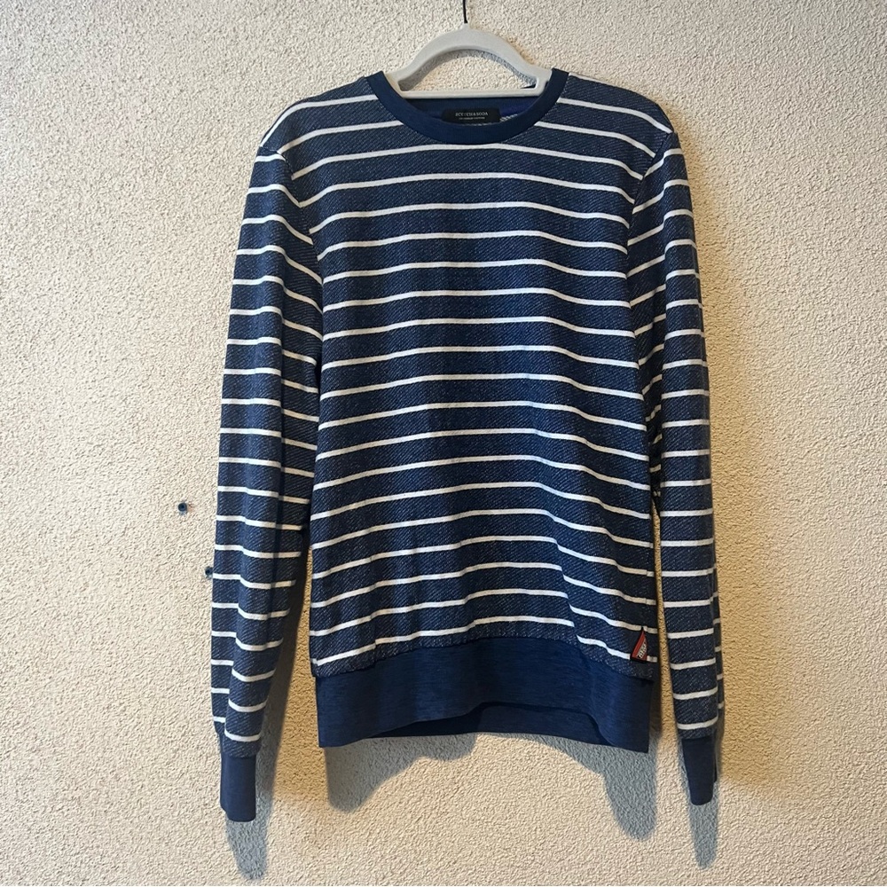 scotch & soda stripe sweatshirt men size M blur pullover Crew neck cotton